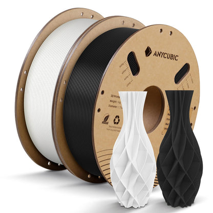 ANYCUBIC PLA Filament 1.75mm Bundle, 3D Printing PLA Filament 1.75mm Dimensional Accuracy +/- 0.02mm, 1KG Spool (2.2 lbs), 2KG Black+White - WoodArtSupply