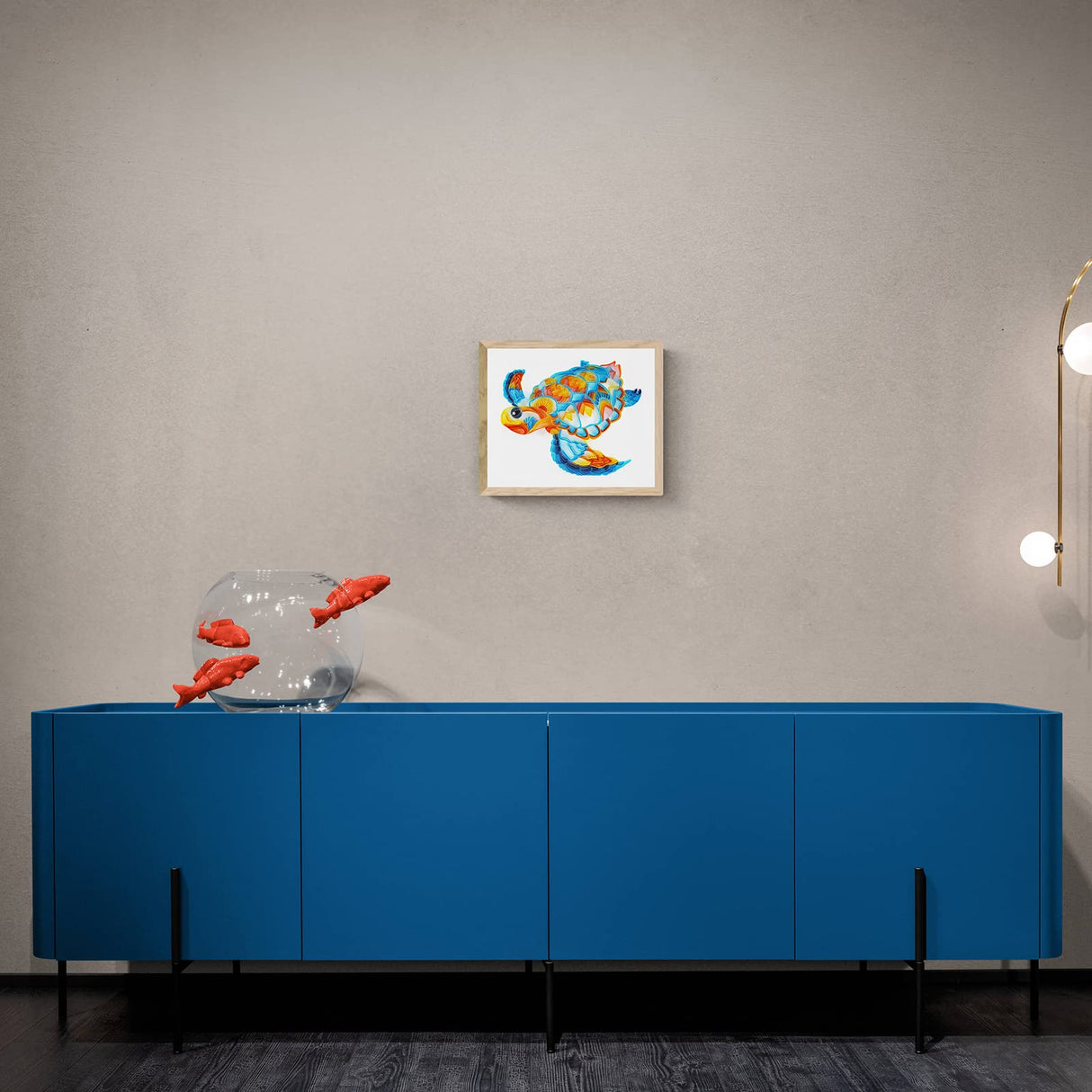 Uniquilling Quilling Kit, Paper Quilling Kits, 8 * 10-in Blue Turtle Paper Filigree Kits with Quilling Tools& Using Manual, DIY Quilling Artwork Modern Wall Art for Living Room Uniquilling