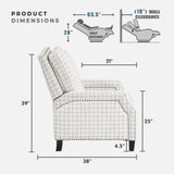 Lexicon Pushback Recliner Chair, Plaid Textured Fabric Armchair Push Back Reclining Chair, Nailhead Trim, Solid Wood Legs, Easy Assembly for Living Room/Office/Apartment, Off-White Lexicon