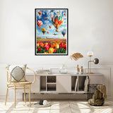 Yomiie 5D Diamond Art Kits for Adults, Airplane Balloon Diamond Painting Art Landscape DIY Full Round Drill Kits, Embroidery Rhinestone Diamond Crystal Craft Canvas Home Wall Decor 12x16 inch Yomiie