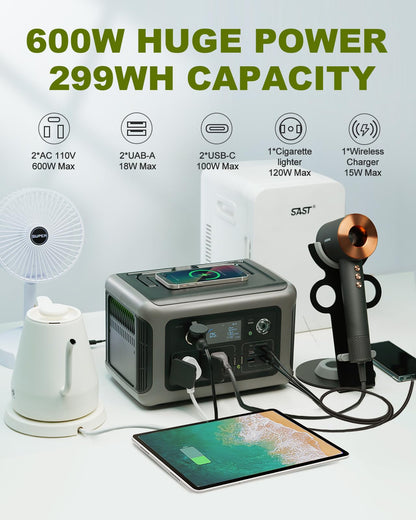 [Upgraded Version] ALLPOWERS R600 Super-Quiet Portable Power Station, 299Wh 600W LiFePO4 Battery Backup with UPS Function, 400W Max Input, MPPT Solar Generator for Outdoor Camping, RVs, Home  - WoodArtSupply