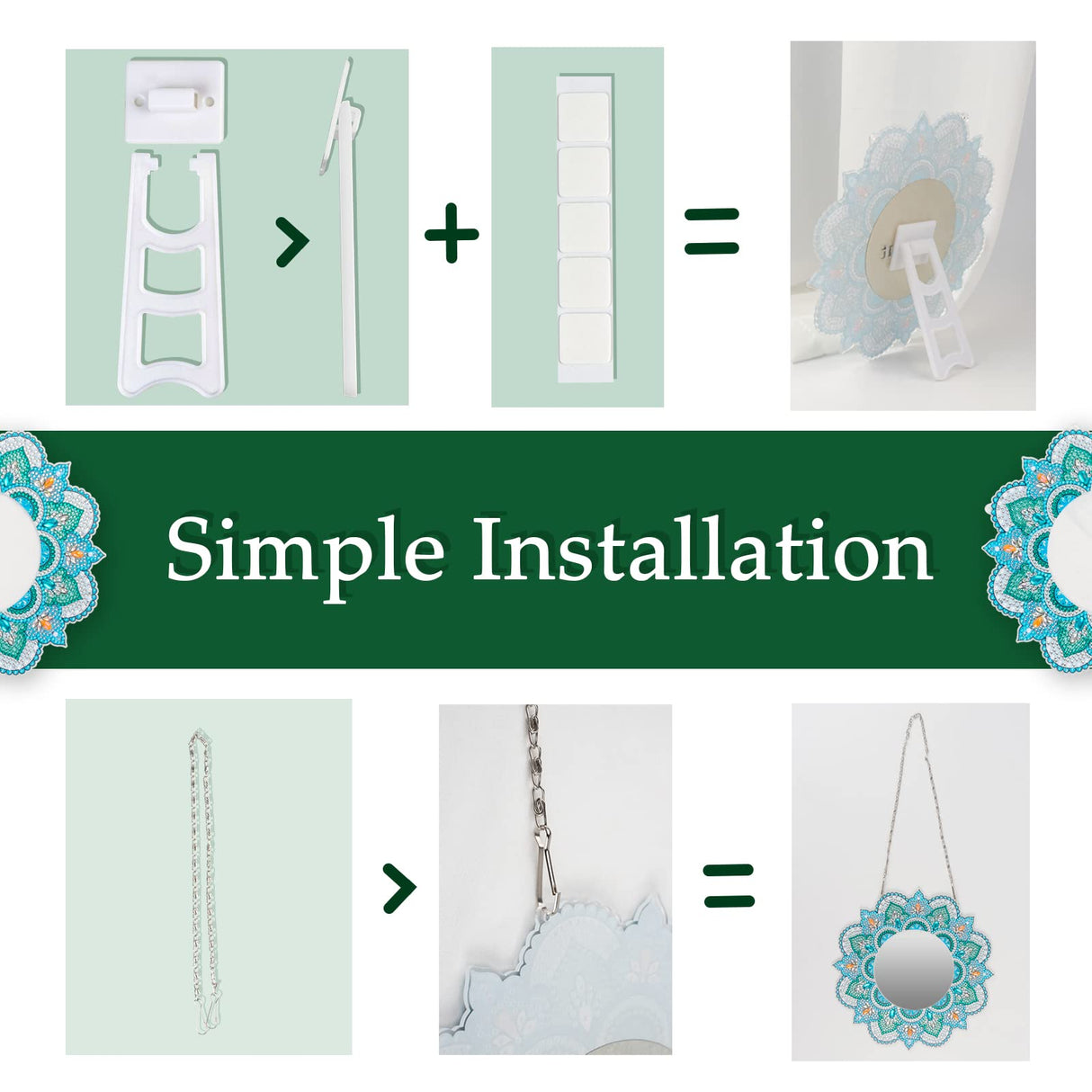 DIY Diamond Art Painting Mirror for Adults DIY Special Shaped Crystal Diamond Art Painting Kit Mirror Makeup Mirror Christmas Halloween Birthday Gifts Art Crafts Home Decor antor