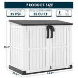 LHBGO Light Gray Outdoor Resin Storage Shed 36 Cu. Ft. Garden Horizontal Storage Extra Large Capacity Weather Resistant Storage Box, Lockable Resin Waterproof Shed for Garbage Cans, Garden Tools LHBGO