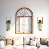 Mokof 2 Pack Wooden Shelves with Fake Hanging Plants for Wall Decor, Modern Farmhouse Wood Wall Art for Living Room, Bathroom (Light Brown) Mokof