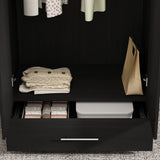 AIEGLE 2 Doors Wardrobe Armoire with Drawer, Freestanding Armoire Wardrobe Closet with Hanging Rod, Bedroom Wood Clothes Storage Cabinet Organizer, White (31.5" W x 18.9" D x 66.9" H) AIEGLE