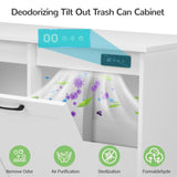 JAXPETY Double Tilt Out Trash Cabinet, Kitchen Hidden Garbage Can with Negative Ion & Deodorizing Function,Free Standing Recycling,Dog Proof 10 Gallon Trash Bin Cabinet for Bathroom, Living Room JAXPETY