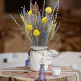 CISDUEO Dried Flowers Bouquet Dried Wheat Stalks Bundle Natural Lavender Dried Flowers Craspedia Flowers Dried Floral Arrangements for Wedding Party Table Centerpiece Decor Farmhouse DIY CISDUEO