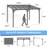 AirWire 10x14 FT Gazebo Pergola Awnings for Patio with Hardtop Gazebos on Clearance Patio Covers for Shade and Rain, Lean to Gazebo Sunroom Patio Canopy Outdoor Pergolas for Patios,Decks,Backyard AirWire