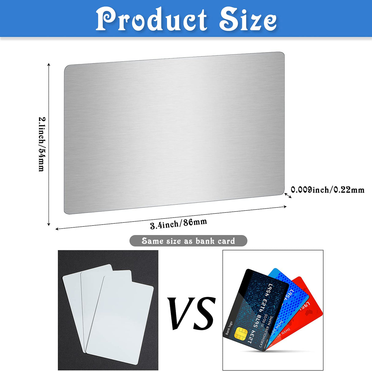 Zonon 120 Pieces Sublimation Metal Business Cards Blanks Aluminum Metal Name Card 3.4 x 2.1 x 0.009 Inches 0.22 mm Thick Business Cards for Color UV Print Custom Engrave Print DIY Zonon