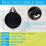 BLIRITEL Round Cable Bag, Waterproof Jumper Cable Organizer Storage Bag, Perfect for Jumper Cables,RV Sewer Pipe,EV Charging Cord Storage,Extensions and Garden Hoses,Camper Accessories (Black) BLIRITEL