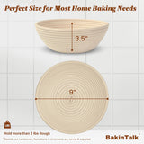 BakinTalk Banneton Bread Proofing Basket Set of 2, 9" Round Sourdough Banneton Baskets with Linen Liners, Premium Handmade Natural Indonesian Rattan, Bread Bowls for Rising and Baking BakinTalk