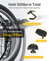monTEK Freestanding Bike Storage Rack for 5 Bikes, Heavy Duty 350LBS Vertical Bike Stand with 5 Bike Hooks & 6 Helmet Hooks, Indoor and Outdoor Bike Storage Rack with Locking Casters monTEK