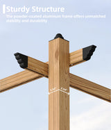 10' X 13' Outdoor Pergola with Retractable Canopy Aluminum Pergola Faux Wood Metal Pergolas Gazebo for Backyard, Deck, Patio, Garden Porch Beach Sun Shade Pavilion Grape Trellis Grill, Gray Hipicute