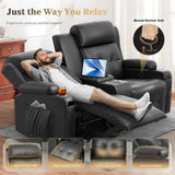 Reclining Loveseat, Massage Loveseat Recliner Sofa Heavy Weight Capacity, RV Love Seat Chair Clearance with Console, USB, Type C Port, Storage, Cup Holders, Wall Hugger Couch (Black, Loveseat) Aotolo