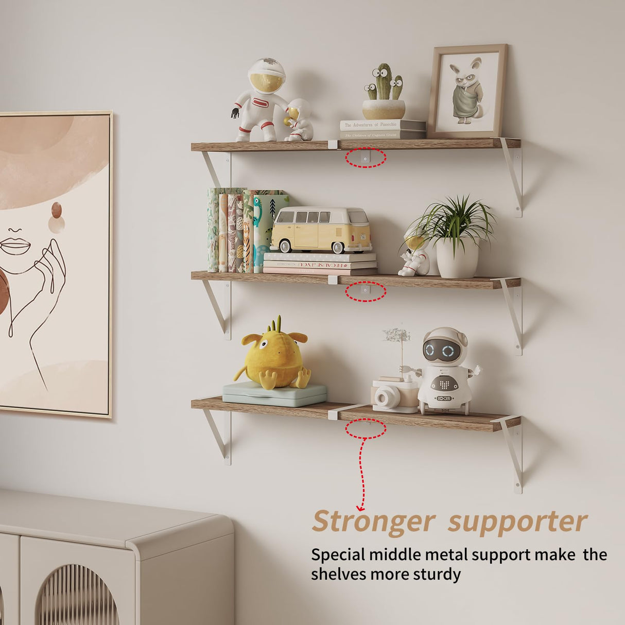 Austin yan Floating Bookshelf ，33inch, Wall Mounted Shelves for Living Room, Kitchen Organization,Bathroom, Bedroom Décor,Hanging Decorative Wall Shelves,Set of 3 White Austin yan