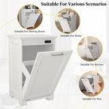 Ymise Tilt Out Trash Cabinet, 10-Gallon Trash Can Cabinet with Deodorising Function, Wooden Freestanding Garbage Can Cabinet for Home and Kitchen Hidden Laundry Hamper Cabinet, White Ymise