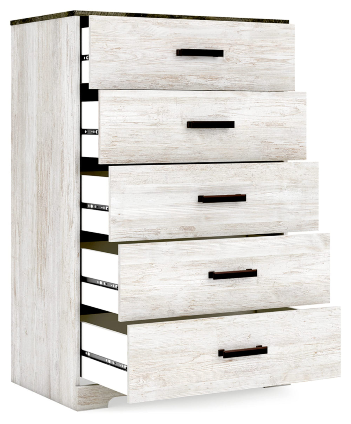 Signature Design by Ashley Shawburn Rustic 5 Drawer Chest of Smooth-Gliding Drawers and Safety Stop, White & Gray Signature Design by Ashley