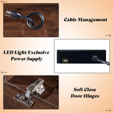 AMERLIFE 70" Floating TV Stand with LED Lights and Power Outlet, High Gloss Wooden Texture Wall Mounted Entertainment Center with Doors, Media Console for TVs Up to 80", Espresso AMERLIFE