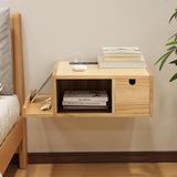 Afuly Floating Nightstand with Charging Station, Modern Night Stand with Drawer Wall Mounted Bedside End Table, Solid Wood Nightstand Side Table Shelf for Bedroom Natural Wooden Decor Afuly