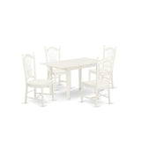 East West Furniture Norfolk 5 Piece Modern Set Includes a Rectangle Wooden Table with Butterfly Leaf and 4 Dining Room Chairs, 32x54 Inch, Linen White East West Furniture