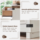 Farmhouse 7 Drawers Dresser for Bedroom, Wood Large Chest of Drawers with Thick Plank Styling, Rustic Closet Dresser for Bedroom, Living Room, Antique White Color RedLemon