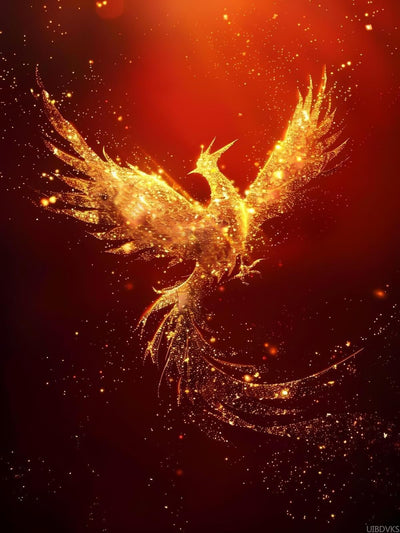 UIBDVKS Diamond Painting Kits 5D The Golden Phoenix Shines in The Darkness Diamond Art with Accessories Tools Phoenix Painting with Diamond Relaxation and Home Wall Decor 12x16 inch