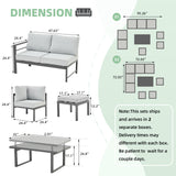 AECOJOY Aluminum Patio Furniture Set with Waterproof Cover, Modern Outdoor Patio Furniture, Outdoor Conversation Table and Chair Sets for Lawn, Backyard, and Deck with Light Grey Cushions AECOJOY