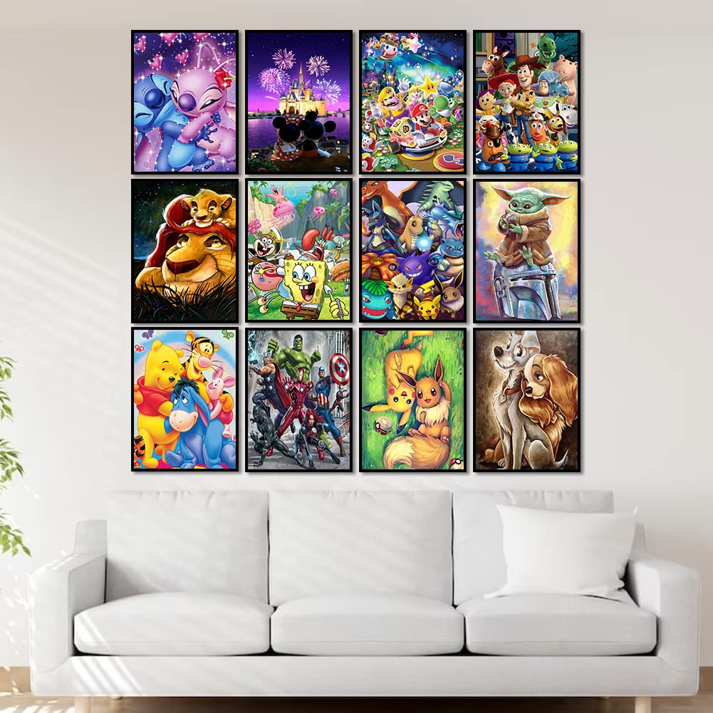 BOSWELL 5D Diamond Painting Kits for Adults - Set of 12 DIY Diamond Art Kits - Stunning Gem Paintings for Home Wall Decor & Gifts - Easy to Use & Relaxing Craft Activity BOSWELL