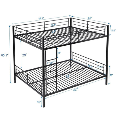 ZMIZAKOY Queen Over Queen Bunk Bed for Kids Adults Teens, Metal Bunk Bed Queen Over Queen Size with Ladder and Full-Length Guardrails and Slats Support for Boys Girls, Space-Saving,Easy Assemble