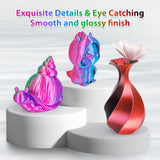 3Dgenius 3D Printer Filament Bundle Silk PLA Filament 1.75mm 3D Printing Filament Pack Silk PLA 3D Printer Filament Fit Most FDM Printers, 250g X 2 Spools, Rose Red Sky Blue Green, Red Black 3Dgenius