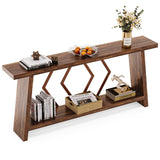 LITTLE TREE 70.9-Inch Console Table, Long Sofa Table Behind Couch, Farmhouse Wood Console Table with Storage Shelf for Entryway, Living Room, Hallway LITTLE TREE