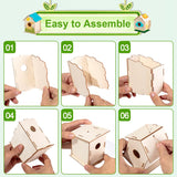 24 Sets DIY Wood Birdhouse Bulk for Kids Parties and Classrooms, Art Painting Bird House Craft Kit Unfinished Wood Bird Houses to Paint for Kids 3+ Spring Summer Arts and Craft Projects QUYSK