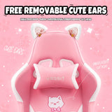 Vigosit Pink Gaming Chair with Cat Paw Lumbar Cushion and Cat Ears, Ergonomic Computer Chair with Footrest, Reclining PC Game Chair for Girl, Teen Vigosit