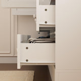 Homsee 4 Doors Armoire Wardrobe Closet with Mirror, Hanging Rod& 6 Drawers, Bedroom Armoires Cabinet with 4 Tier Adjustable Shelves, White (63”W x 19.7”D x 78.7”H) Homsee