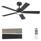 Ohniyou 48'' Ceiling Fans with Lights and Remote, 6 Speeds, 3 Colors & Dimmable LED Light, Quiet DC Motor Black Ceiling Fan for Bedroom Living Room Ohniyou