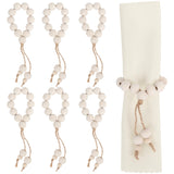 Yagoo Napkin Rings Set of 6, Handmade Farmhouse Wood Beaded Napkin Ring Set for Wedding, Banquet, Party, Dinner Table Decor (Natural) Yagoo