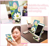 NUFTVI 2 Pack Diamond Painting Phone Holder Kits, 5D Full Crystal Diamond Art Phone Holder& Mirror Craft Kits Gift for Beginner/Adult (Lotus and Cherry Blossom) NUFTVI