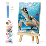 Natuyalo Paint by Numbers Kit for Adults Framed - Sea Turtle Paint by Number on Canvas with Frame, Animals DIY Acrylic Painting by Number Ideal Gift Home Wall Decor (12x16 Inch) Natuyalo