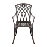 NUU GARDEN 5 Piece Patio Dining Set, 33" Round Cast Aluminum Dining Table with 1.97" Umbrella Hole and 4 Patio Dining Chairs for Backyard, Patio, Garden, Balcony, Brown with Gold Point NUU GARDEN