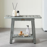 HDPS Shower Bench Seat for Inside Shower, Waterproof Shower Stool for Shaving Legs, Poly Lumber Shower Chair Seat, Bathroom Shower Foot Rest Stool with Storage Shelf, No-Slip, Gray KaimuBench