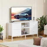 Furologee TV Stand Dresser with 4 Drawers, Entertainment Center with Open Shelf, Small TV Console Table for 50" TV, Media Center for Bedroom, Living Room/White Furologee
