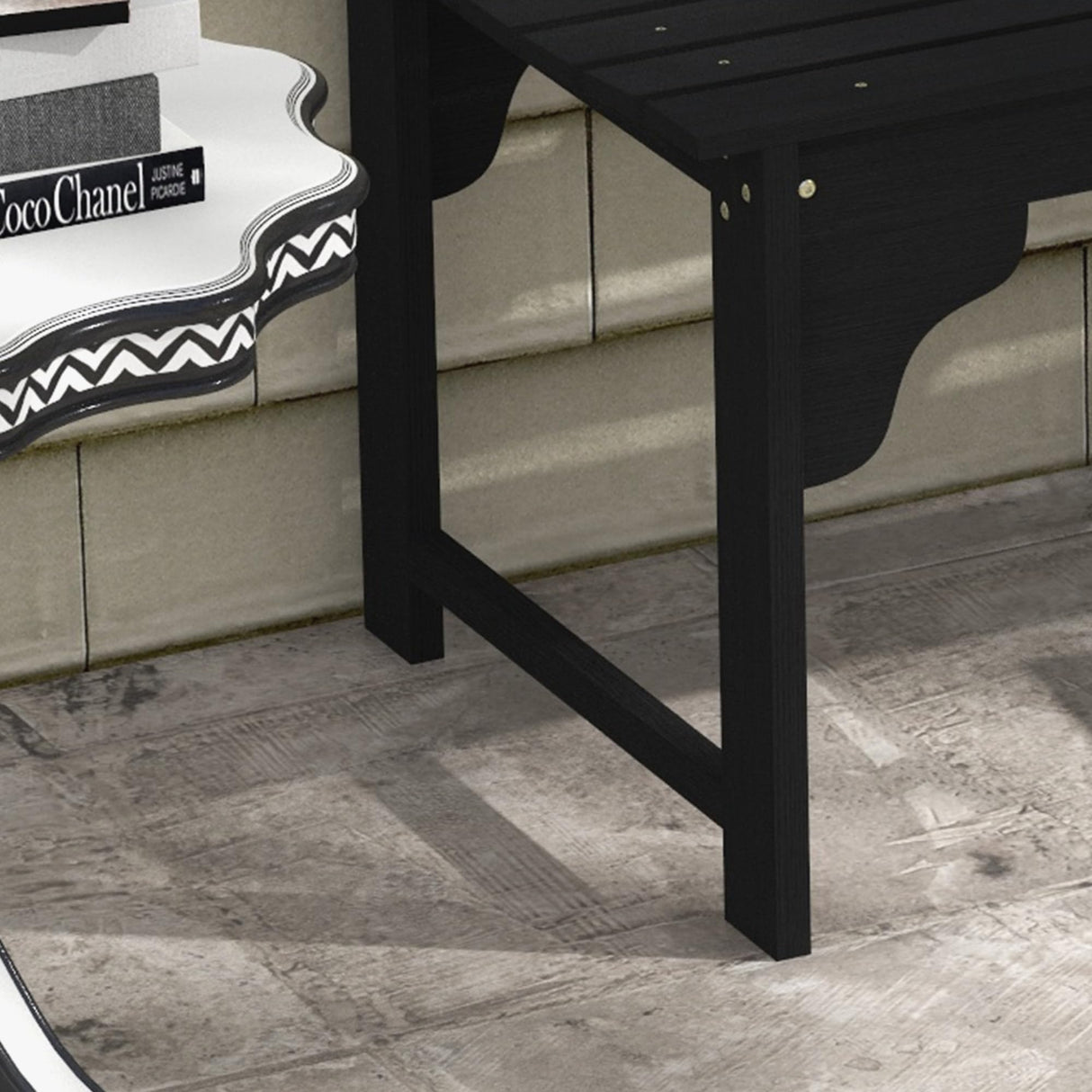 Outsunny Wooden Garden Bench, Outdoor Park Bench with Slatted Seat, Backless Front Porch Bench with Curved Seat for Conservatory, Garden, Poolside, Deck, Black Outsunny