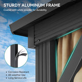 YITAHOME 10x10ft Gazebo Hardtop Double Roof Canopy w/Netting and Curtains, Outdoor Gazebo 2-Tier Hardtop Galvanized Aluminum Frame Garden Tent for Patio, Backyard, Deck and Lawns, Brown YITAHOME