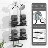 DAOYA Bathroom Shower Caddy Hanging - Shower Organizer Hanging 3-Tier with Soap Holder & 6 Hooks for Towels, Sponge, Shower Caddy over Shower Head Fits 21mm Shower Head Arm, Black DAOYA