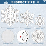 Jetec 3 Pieces Christmas Snowflake Wooden Sign Decoration for Wall Snowflake Shape Sign 3 Sizes Snowflake Hanging Plaques Rustic Wood Wall Holiday Decor for Bedroom Living Room (White, Vivid Style) Jetec