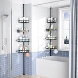 Aitatty Corner Shower Caddy Tension Pole: 4tier adjustable Rustproof Bathroom Organizer Shelves - Bathtub shampoo rack 43.5-120 inch Aitatty