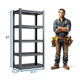 FOSTOKO 63" H Heavy Duty Garage Shelving, Metal Storage Shelves, Adjustable 5 Tier Metal Shelving Unit, Industrial Utility Rack for Garage, Warehouse, Workshop, 16" D×31.5" W×63" H, Black FOSTOKO