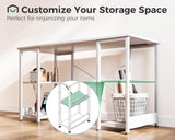 AODK 40 Inch Small Writing Desk with Power Outlets & USB Charging Port, Computer Desk for Small Spaces Home Office, Student Laptop PC Desks with Storage Shelves, Kids Desk, White AODK