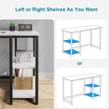 SINPAID Computer Desk 40 inches with 2-Tier Shelves Sturdy Home Office Desk with Large Storage Space Modern Gaming Desk Study Writing Laptop Table, White Desk SINPAID