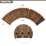 FURNDOOR 7 FT Wooden Garden Pathway with Non-Slip Surface, Roll Out Wooden Pathway Rustic Path Decorative Patio Pavers Boardwalk (Curved, Brown) FURNDOOR